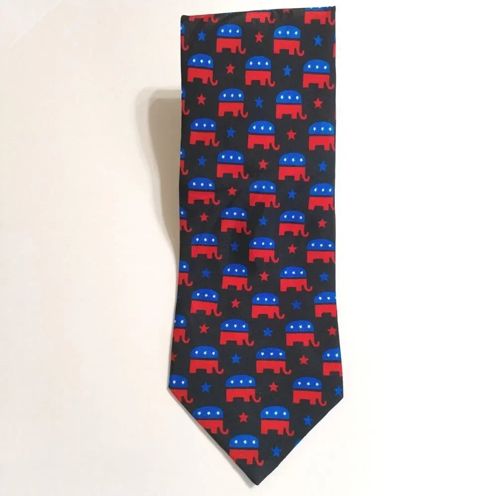 Political Neck Tie Conservative Elephant GOP Republican Party Blue Red 1…‎